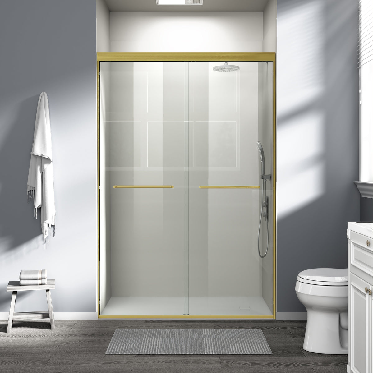 44" - 48" W x 72" H Semi-Frameless Double Sliding Shower Door, D03-48