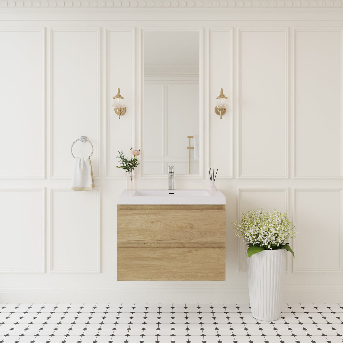 30" Angela - Floating Bathroom Vanity Natural Oak V11-30NO