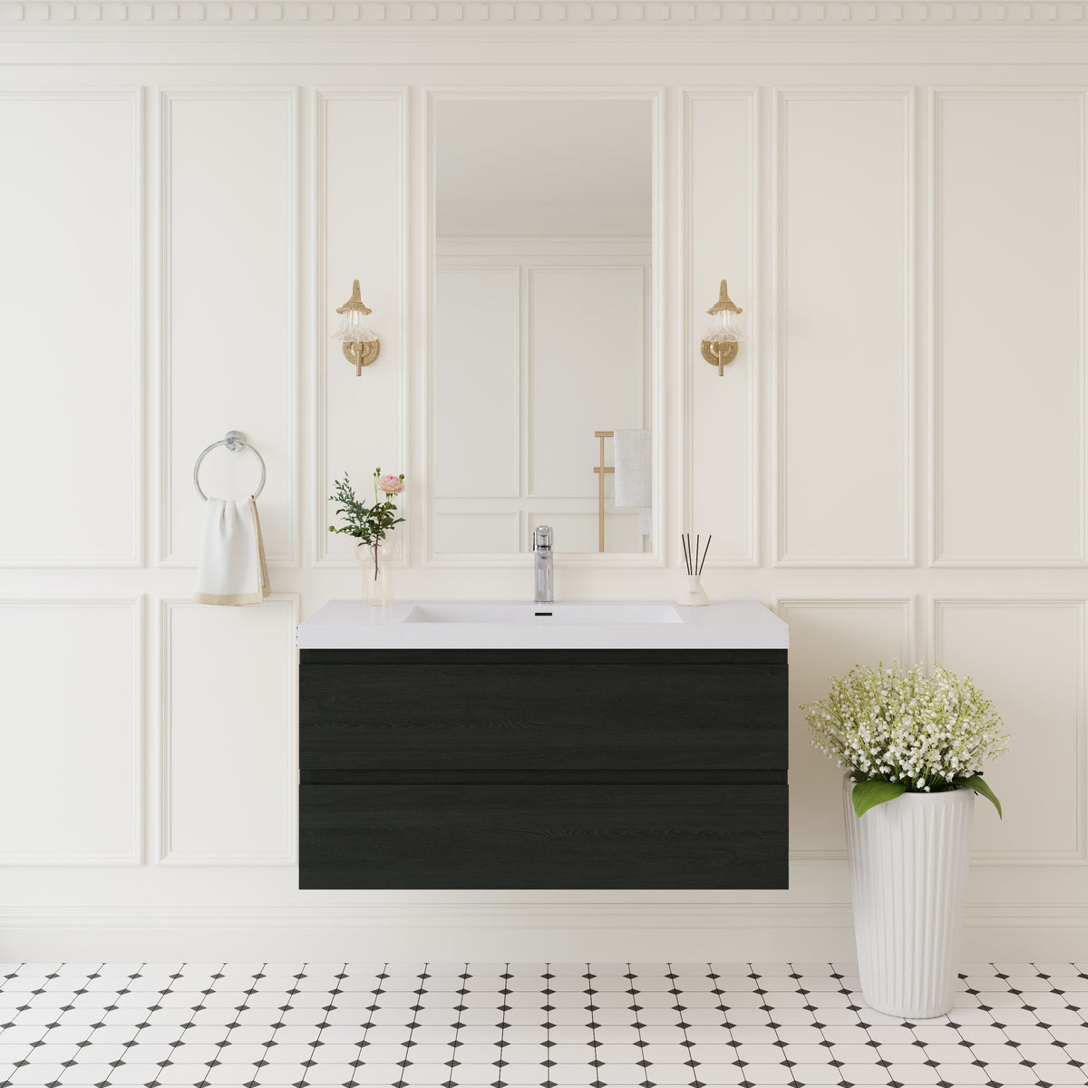 42" Angela - Floating Bathroom Vanity Espresso Wood V11-42EW