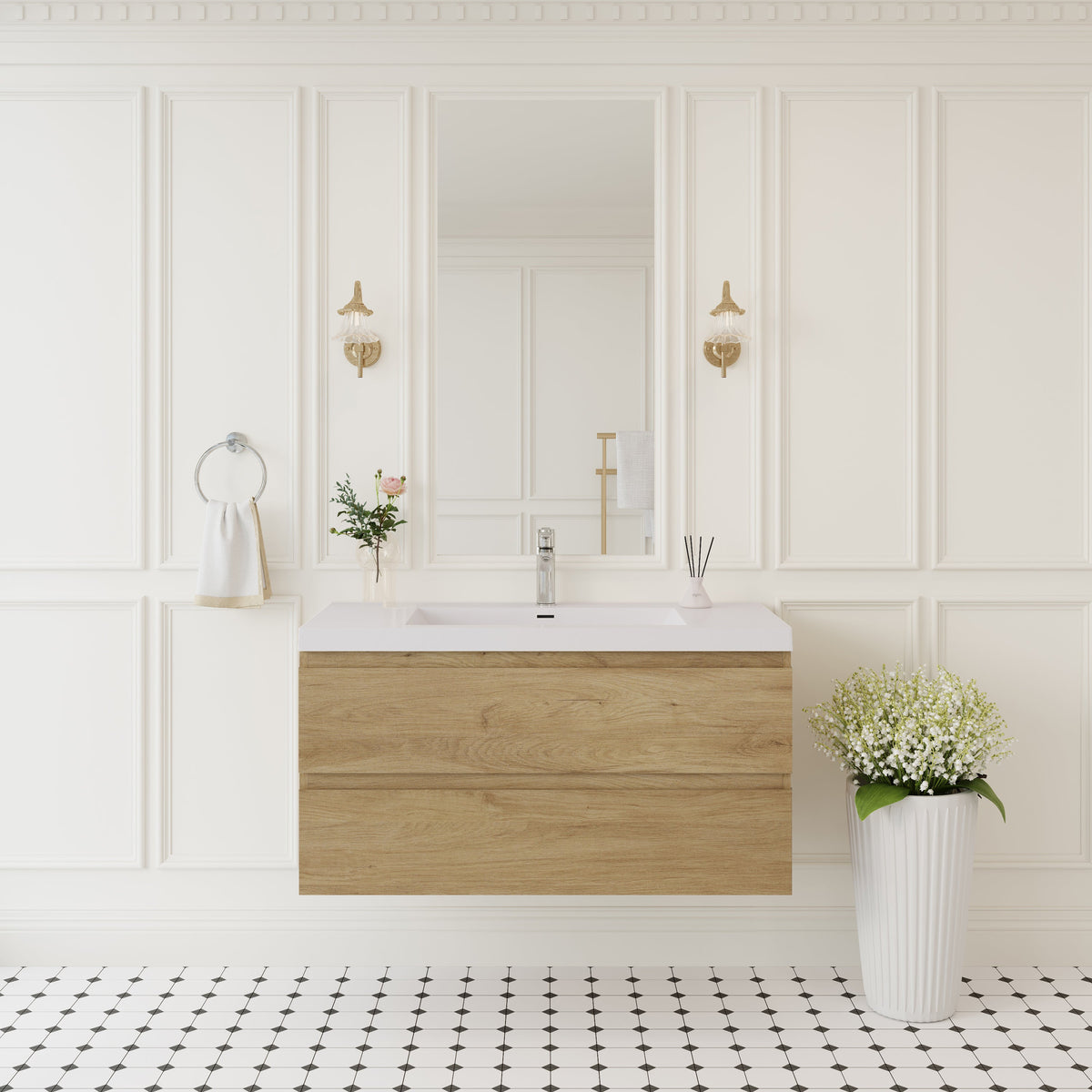 42" Angela - Floating Bathroom Vanity Ash Grey V11-42AG