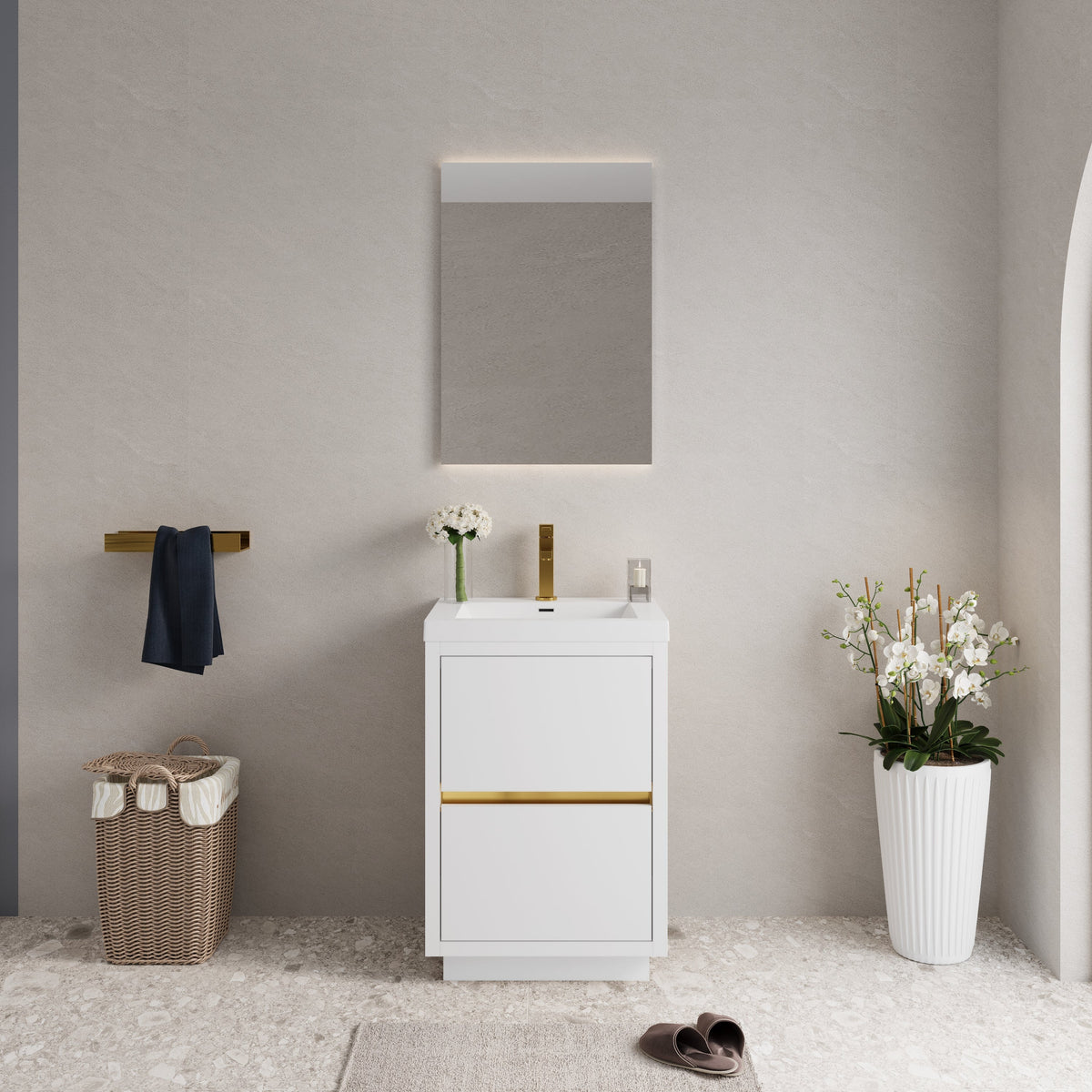 24" Aurelia - Freestanding Bathroom Vanity, Glossy White V14-24GW