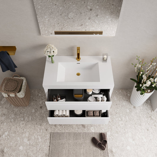36" Aurelia - Floating Bathroom Vanity, Glossy White V15-36GW