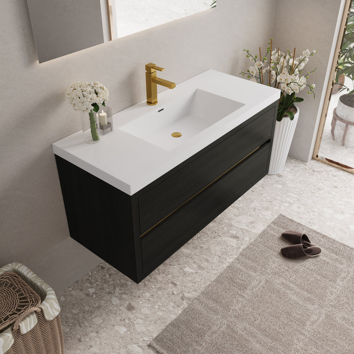 48" Aurelia - Floating Bathroom Vanity, Espresso Wood V15-48EW