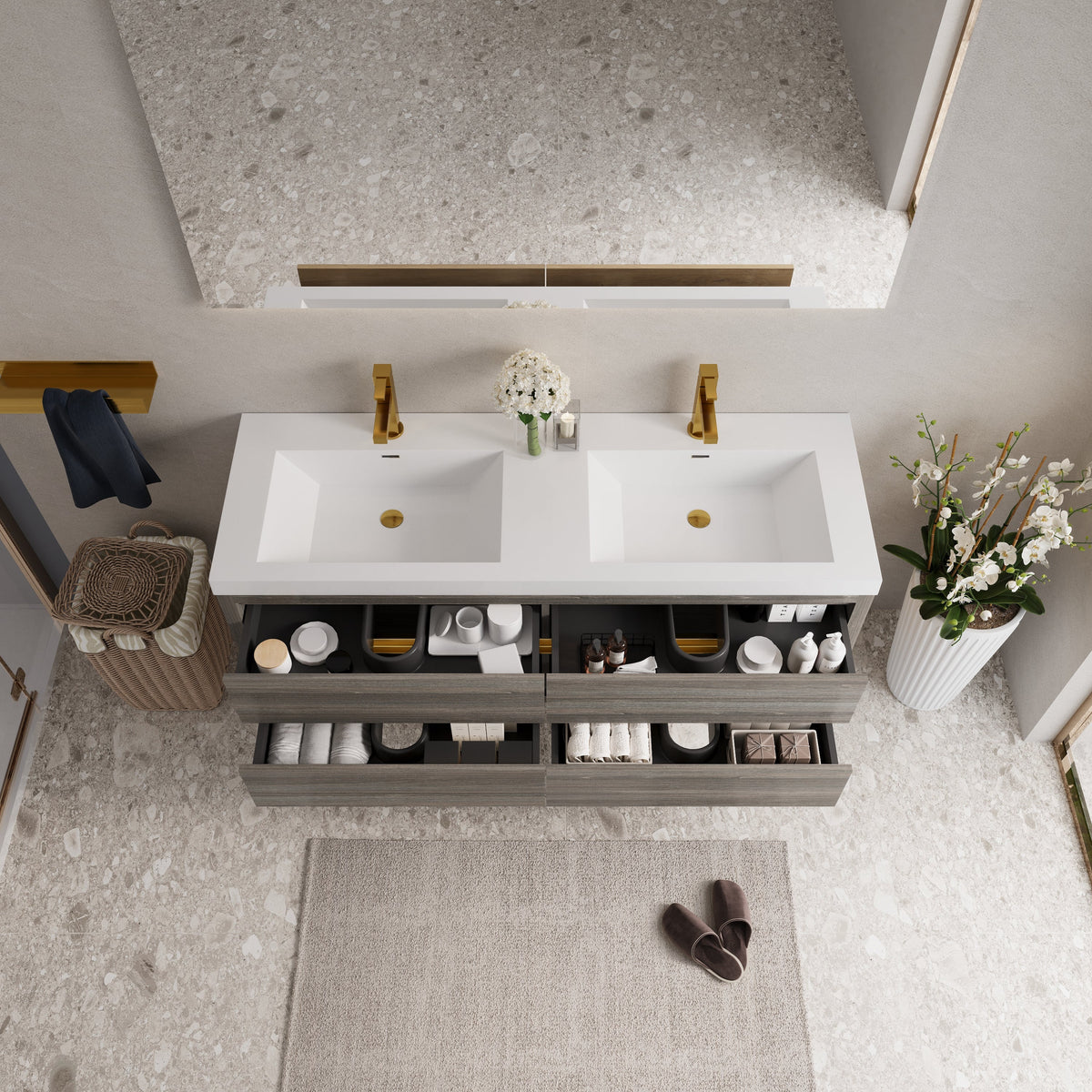 60" Aurelia - Floating Bathroom Vanity, Ash Grey V15-60DAG