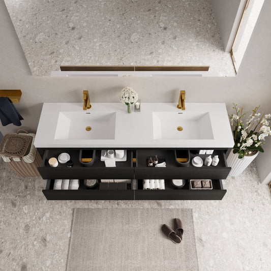 72" Aurelia - Floating Bathroom Vanity Espresso Wood V15-72EW