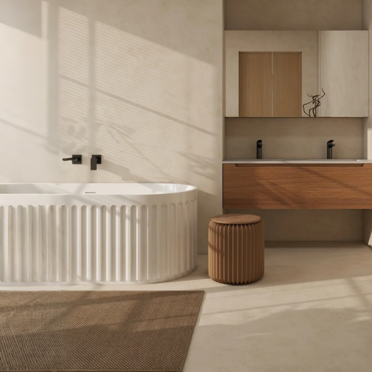 67" Fluted Freestanding Stone Resin Deep Soaking Bathtub S13-67