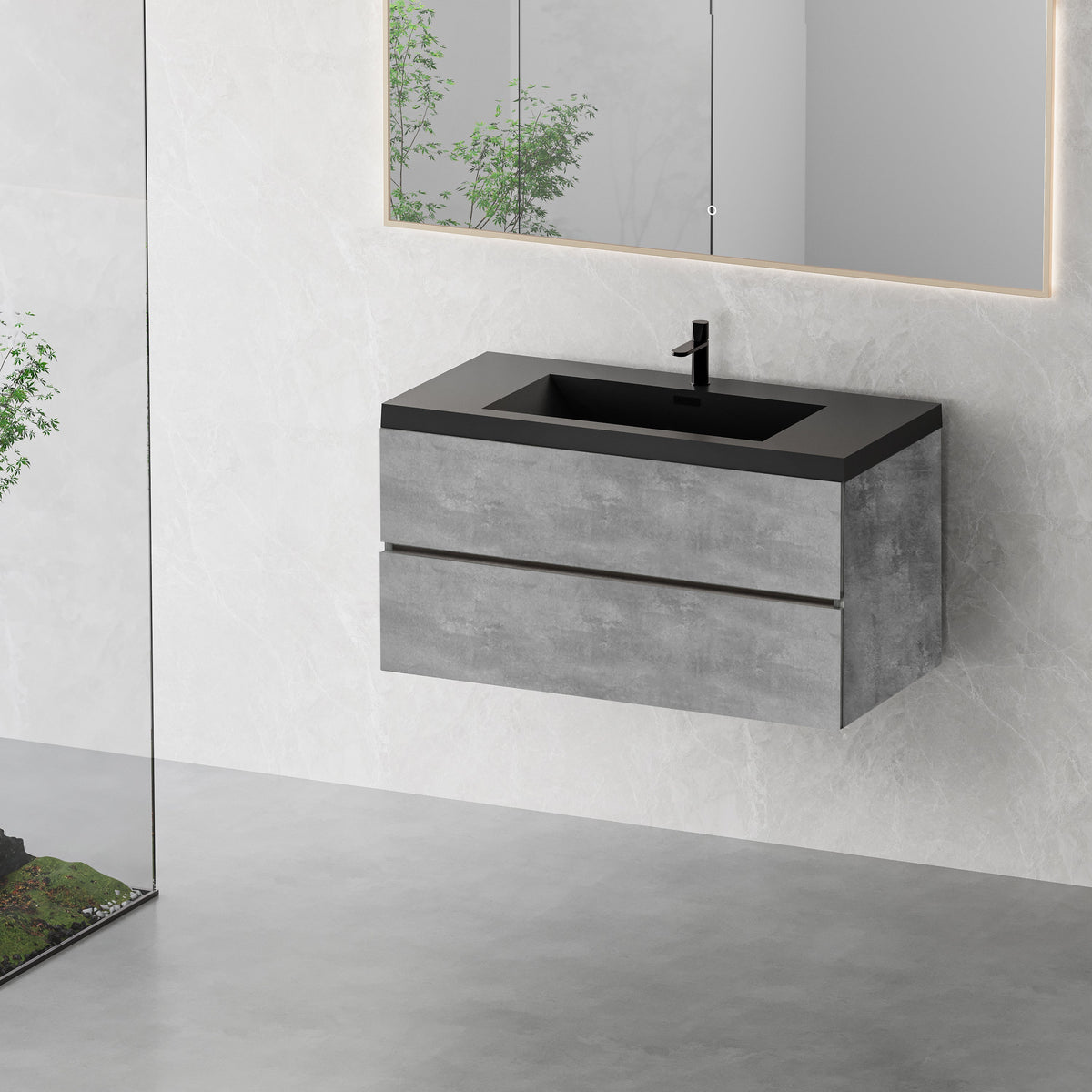 42" Edi - Modern Wall-mounted Bathroom Vanity V12-42GR