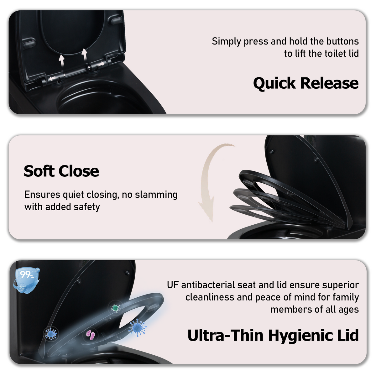One-Piece Toilet, Dual Flush 1.1/1.6 GPF, Matte Black T01-MB