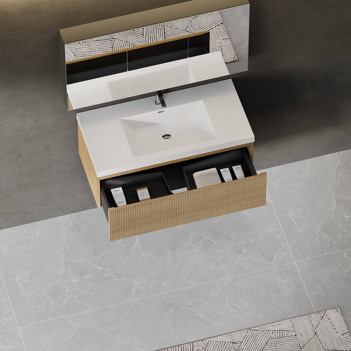 42" Liner - Floating Bathroom Vanity, Natural Oak V16-42NOW