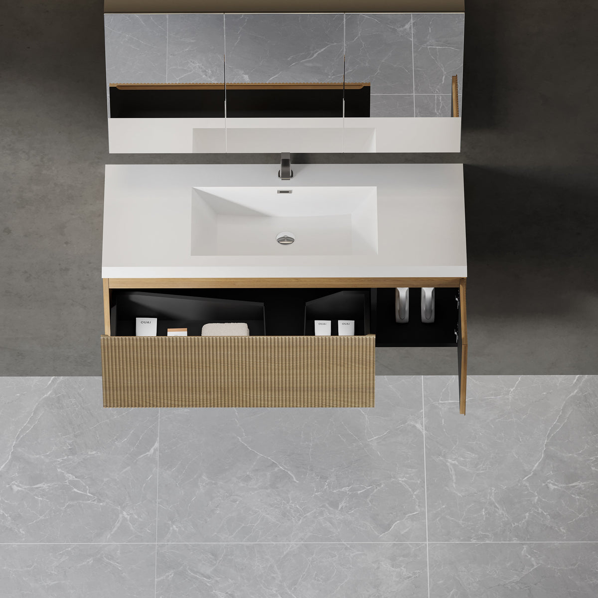 48" Liner - Floating Bathroom Vanity, Natural Oak V16-48NOW