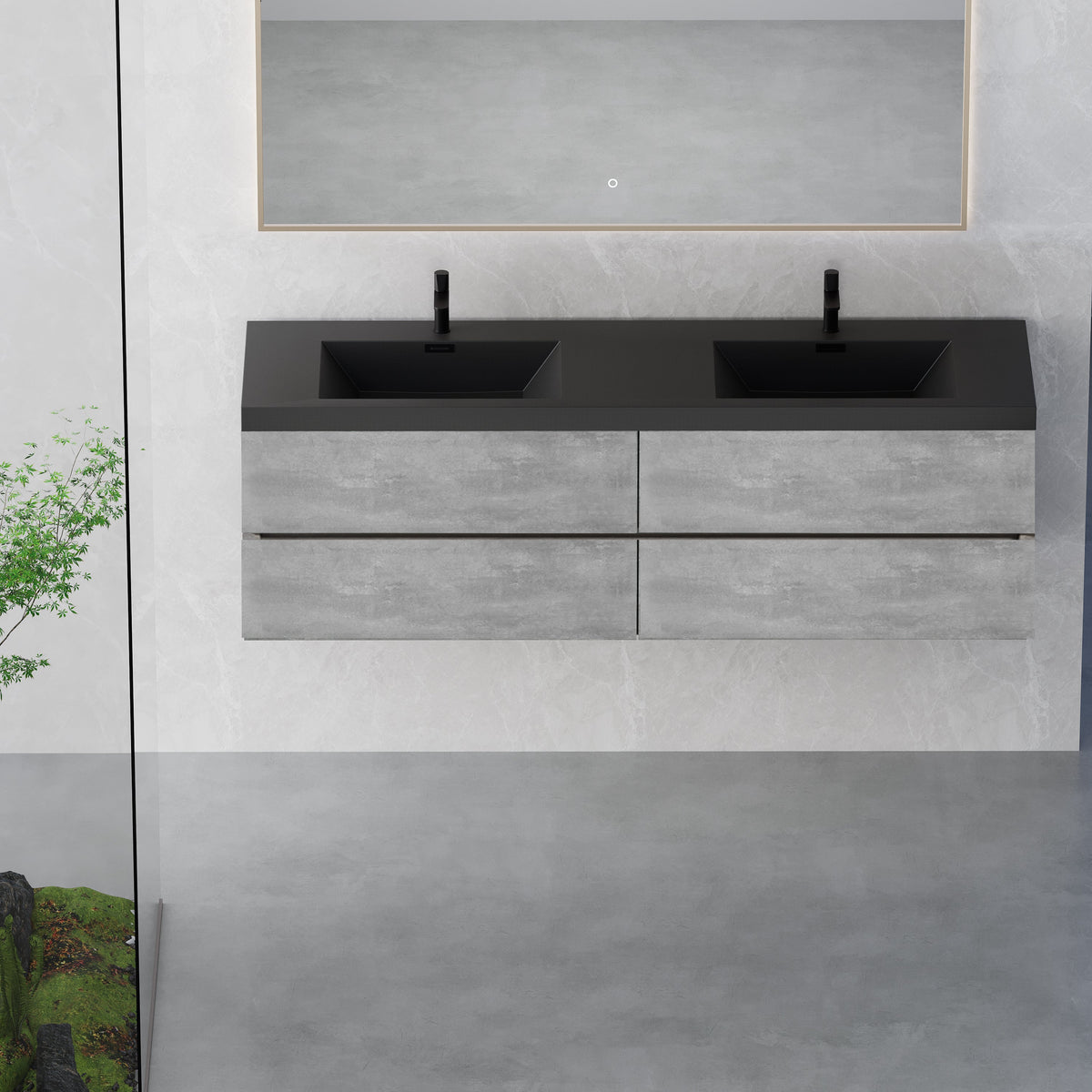 72" Edi - Modern Wall-mounted Bathroom Vanity V12-72GR