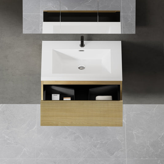 30" Liner - Floating Bathroom Vanity, Natural Oak V16-30NOW