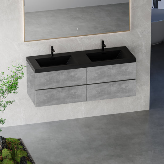 60" Edi - Modern Wall-mounted Bathroom Vanity V12-60GR