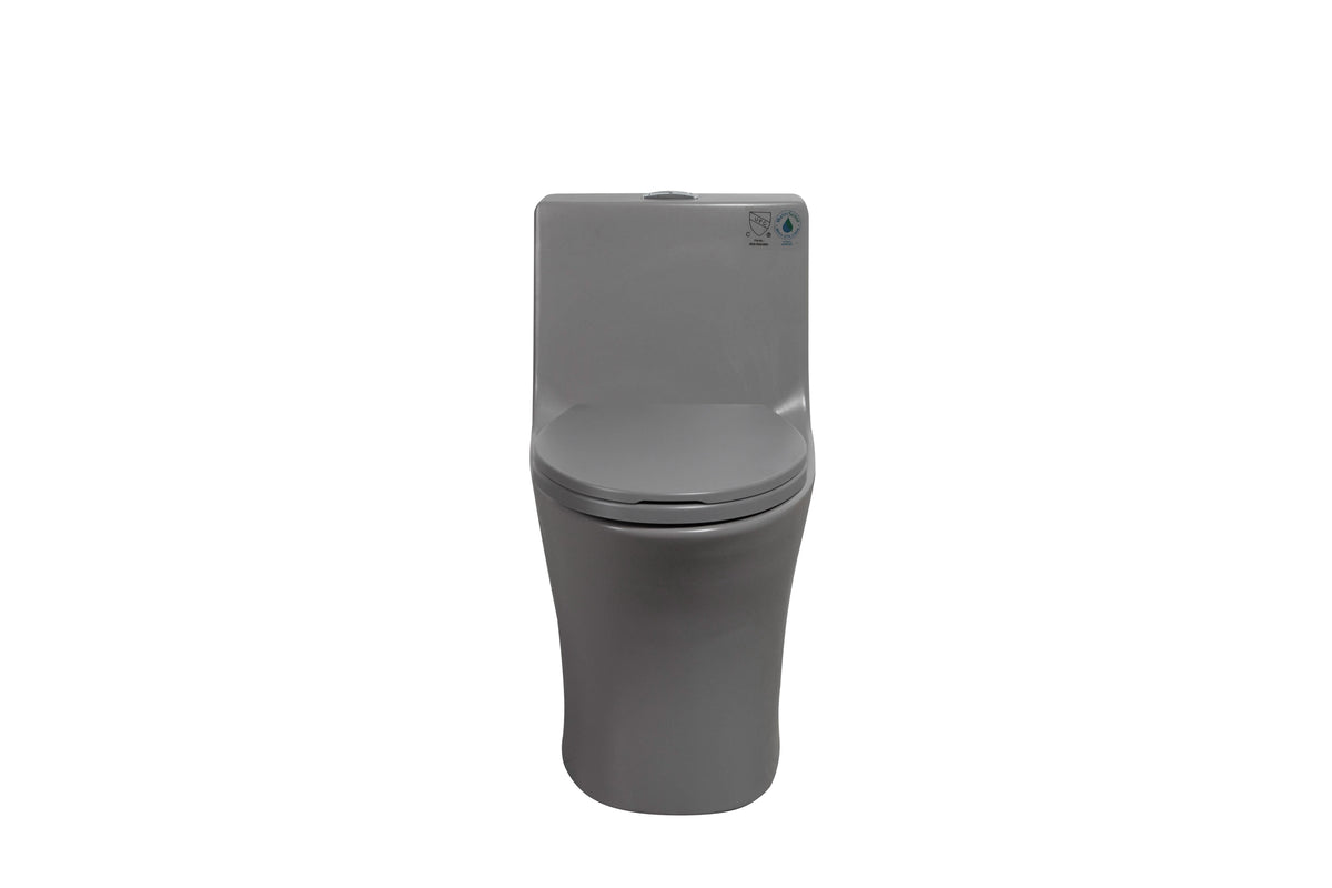 One-Piece Toilet, Dual Flush 1.1/1.6 GPF, Light Grey T02-LG