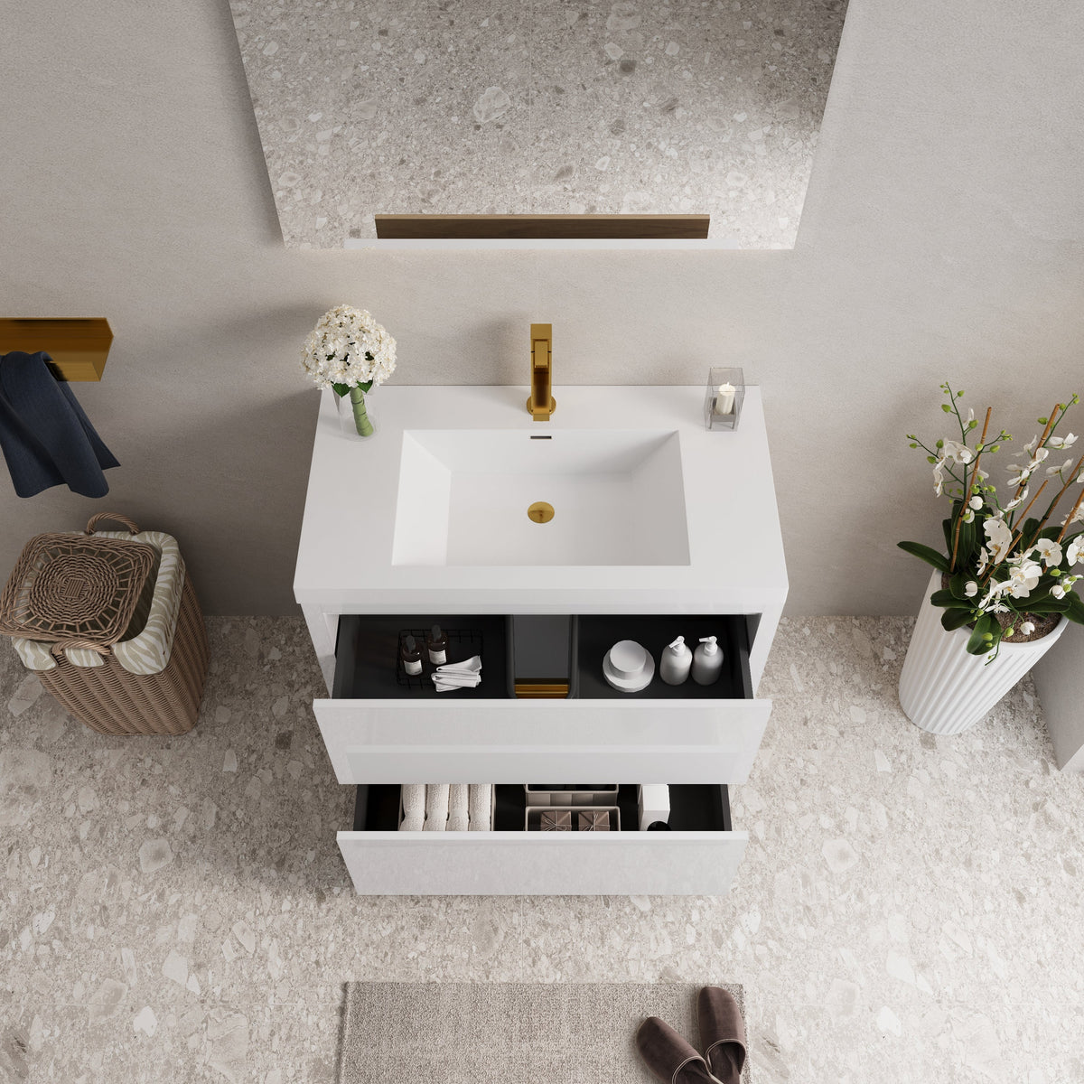 36" Aurelia - Freestanding Bathroom Vanity, Glossy White V14-36GW