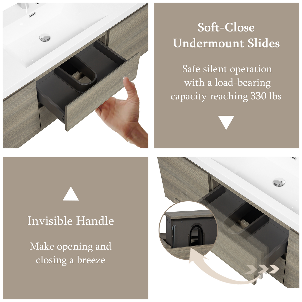 60" Angela - Floating Bathroom Vanity Single Sink Ash Grey V11-60SAG