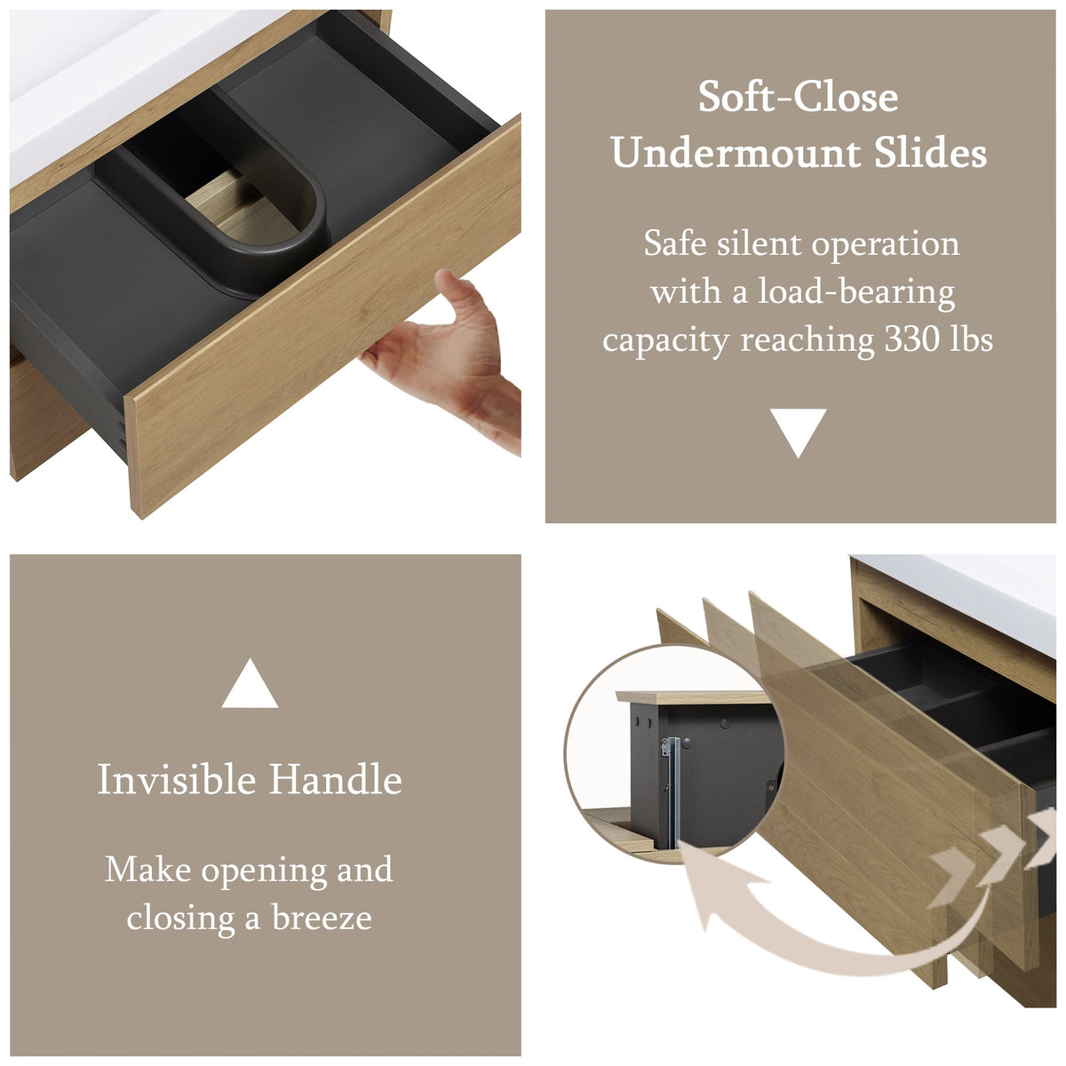 30" Angela - Floating Bathroom Vanity Natural Oak V11-30NO