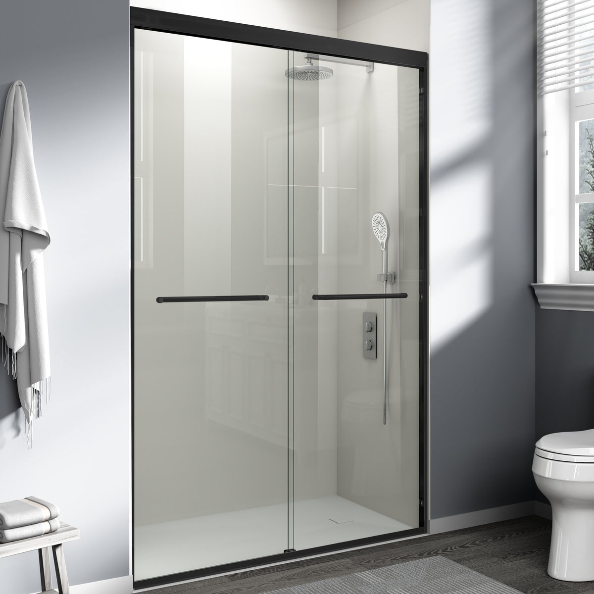 44" - 48" W x 72" H Semi-Frameless Double Sliding Shower Door, D03-48