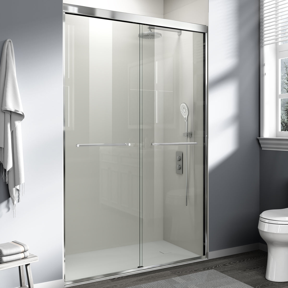 44" - 48" W x 72" H Semi-Frameless Double Sliding Shower Door, D03-48