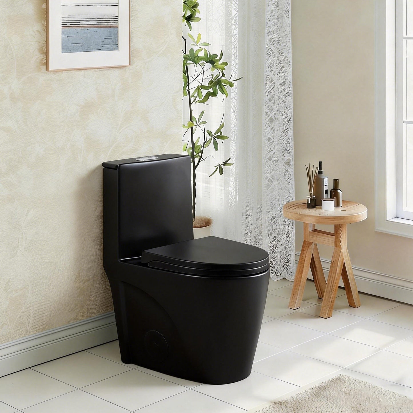 One-Piece Toilet, Dual Flush 1.1/1.6 GPF, Matte Black  T01-MB