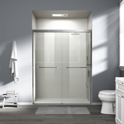 56" - 60" W x 72" H Semi-Frameless Double Sliding Shower Door, D03-60