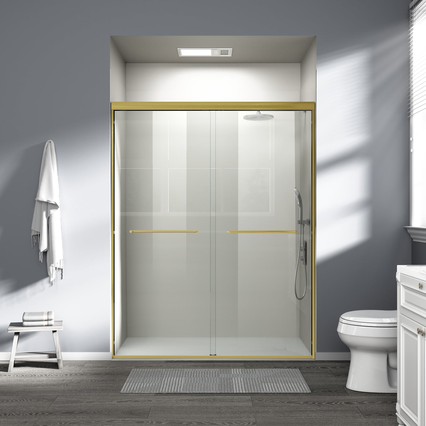 56" - 60" W x 72" H Semi-Frameless Double Sliding Shower Door, D03-60
