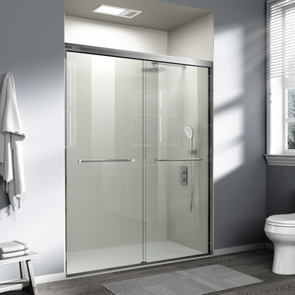 56" - 60" W x 72" H Semi-Frameless Double Sliding Shower Door, D03-60