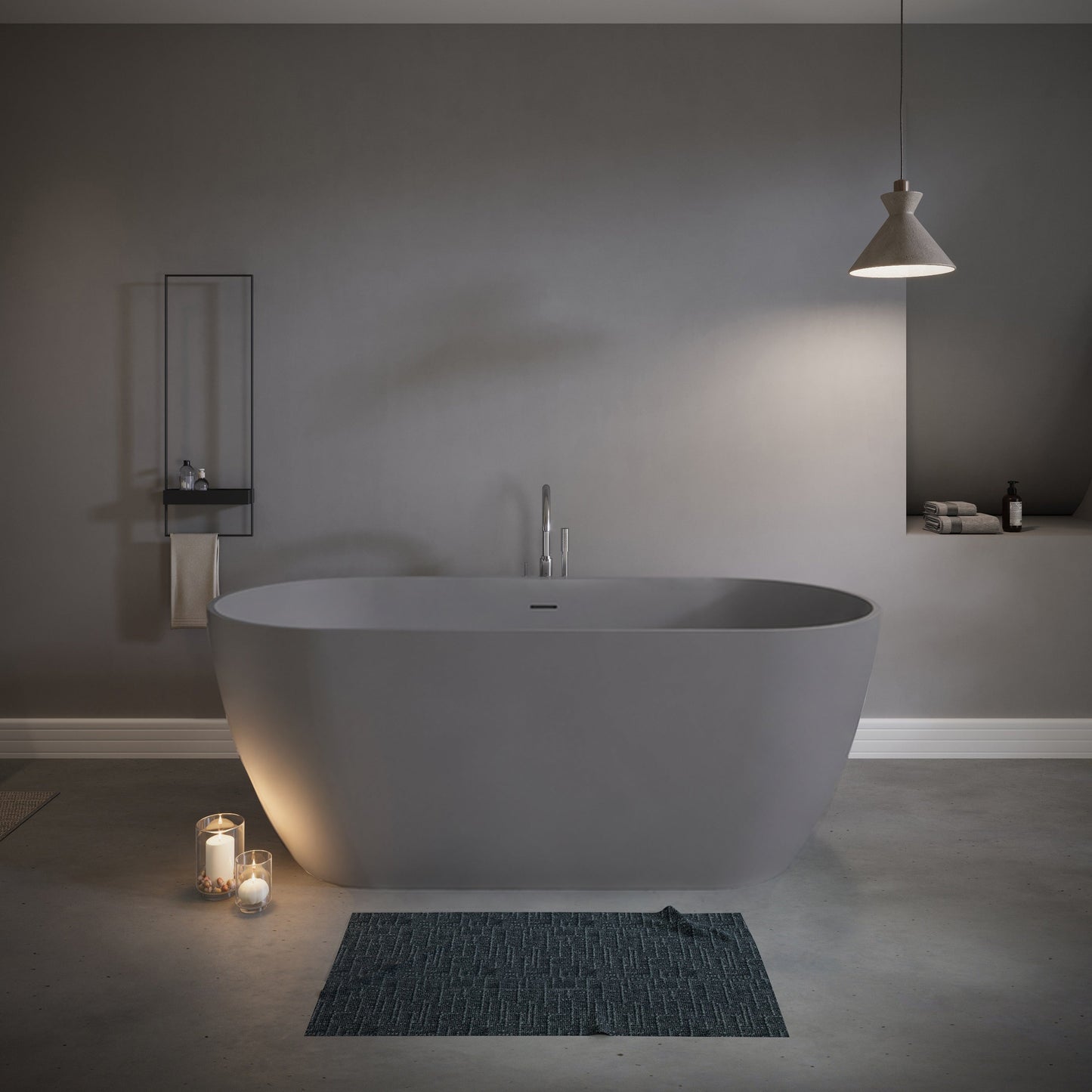 59" Freestanding Stone Resin Deep Soaking Bathtub S03-59
