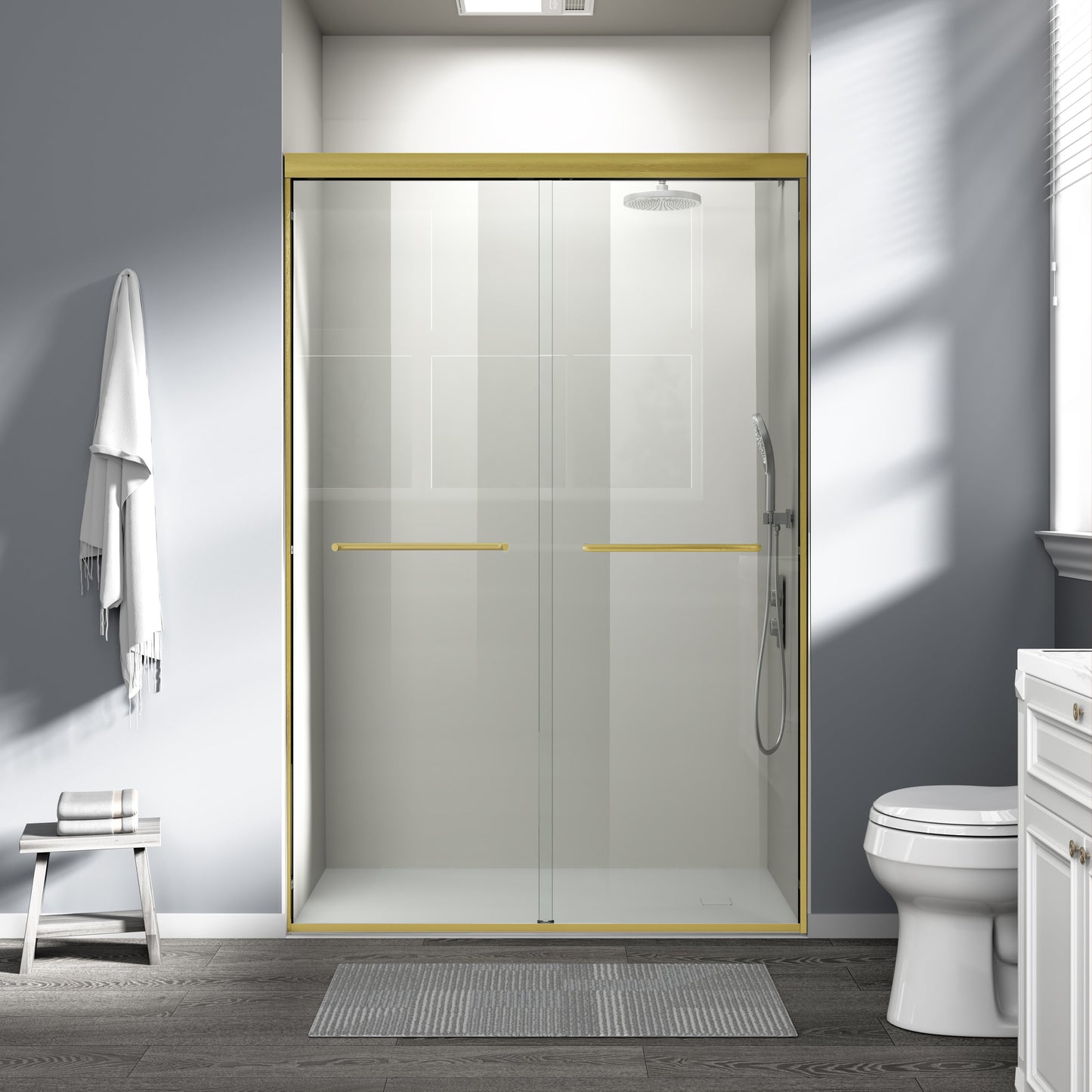 44" - 48" W x 72" H Semi-Frameless Double Sliding Shower Door, D03-48