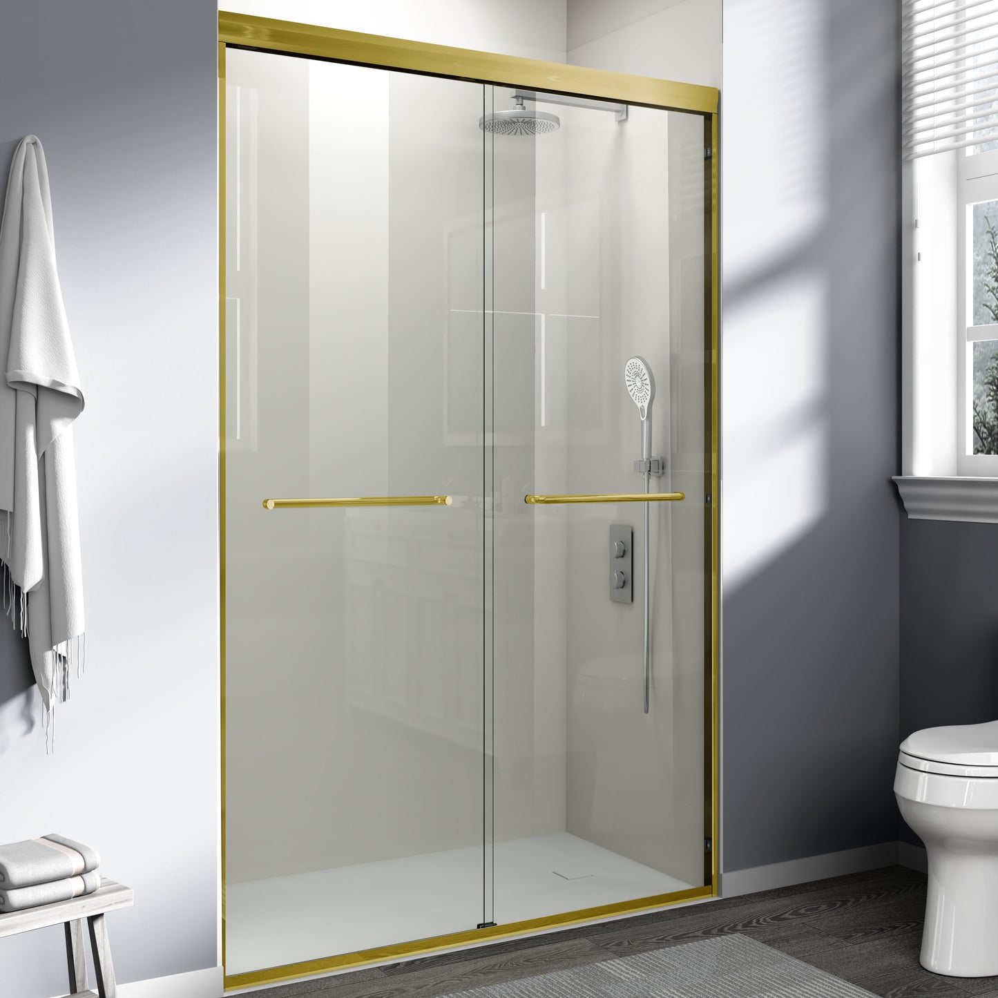 44" - 48" W x 72" H Semi-Frameless Double Sliding Shower Door, D03-48
