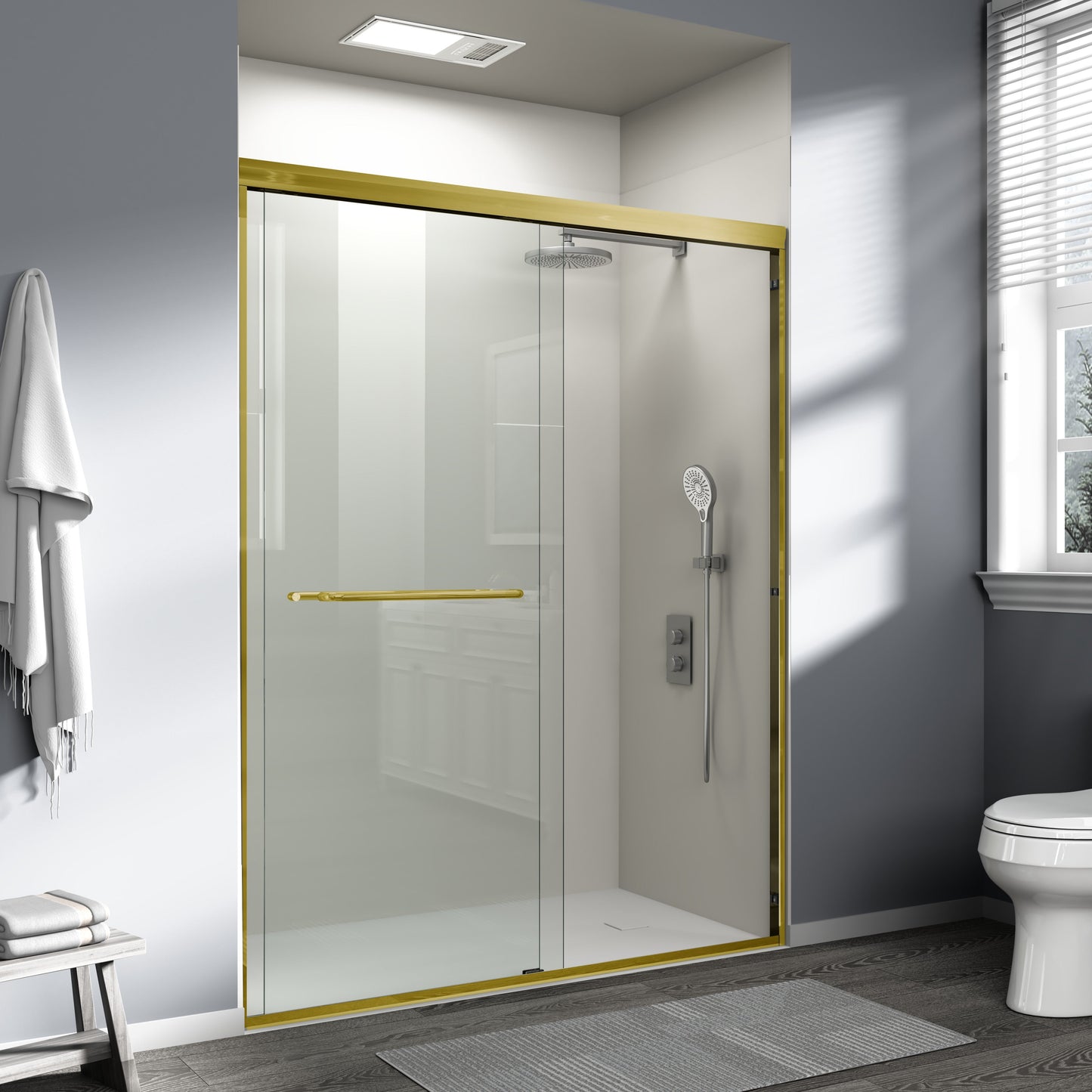 56" - 60" W x 72" H Semi-Frameless Double Sliding Shower Door, D03-60