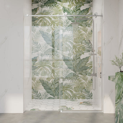 56" - 60" W x 76" H Frameless Bathroom Single Sliding Shower Door D06-60