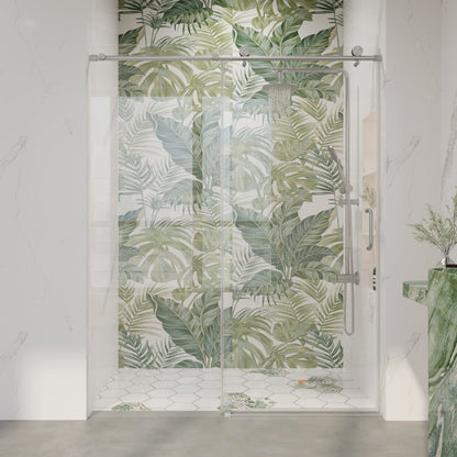 56" - 60" W x 76" H Frameless Bathroom Single Sliding Shower Door D06-60