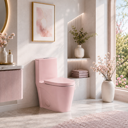 One-Piece Toilet, Dual Flush 1.1/1.6 GPF, Pink Rose T01-RS
