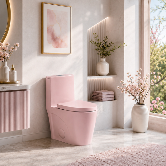 One-Piece Toilet, Dual Flush 1.1/1.6 GPF, Pink Rose T01-RS
