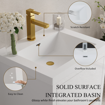 24" Aurelia - Freestanding Bathroom Vanity, Glossy White V14-24GW