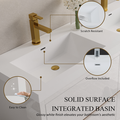 60" Aurelia - Freestanding Bathroom Vanity, Glossy White V14-60DGW