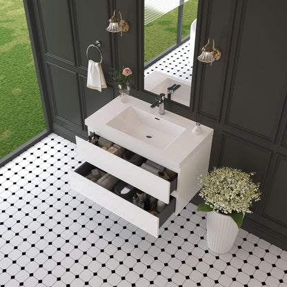 36" Angela - Floating Bathroom Vanity Glossy White V11-36GW