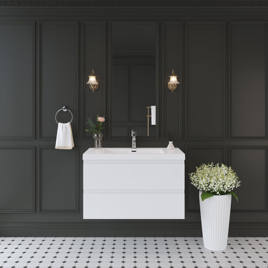 36" Angela - Floating Bathroom Vanity Glossy White V11-36GW