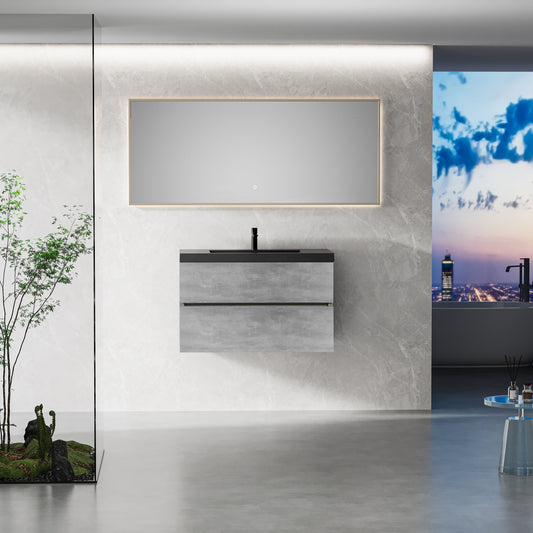 36" Edi - Modern Wall-mounted Bathroom Vanity V12-36GR
