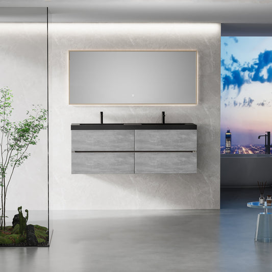 60" Edi - Modern Wall-mounted Bathroom Vanity V12-60GR