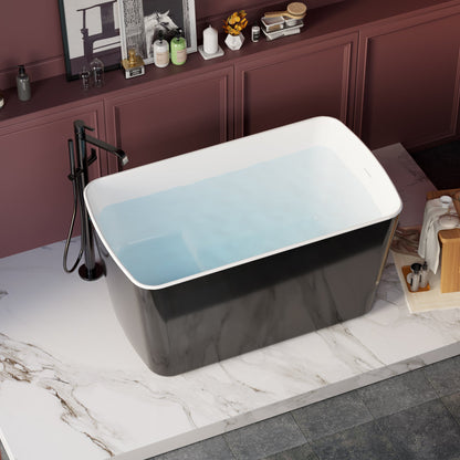49" Acrylic Freestanding Japanese Sit-in Soaking Bathtub, Glossy Black AMA-49B