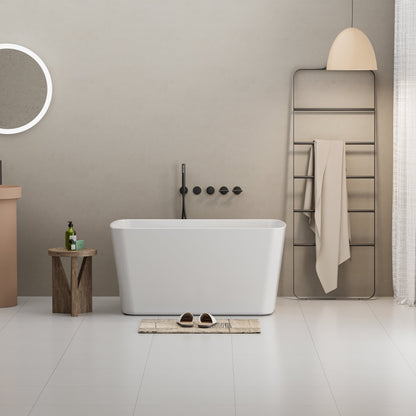 49" Acrylic Freestanding Japanese Soaking Bathtub, Glossy White/Black A01