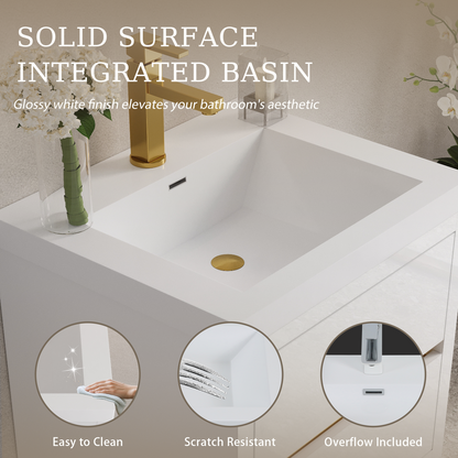 24" Aurelia - Floating Bathroom Vanity, Glossy White V15-24GW