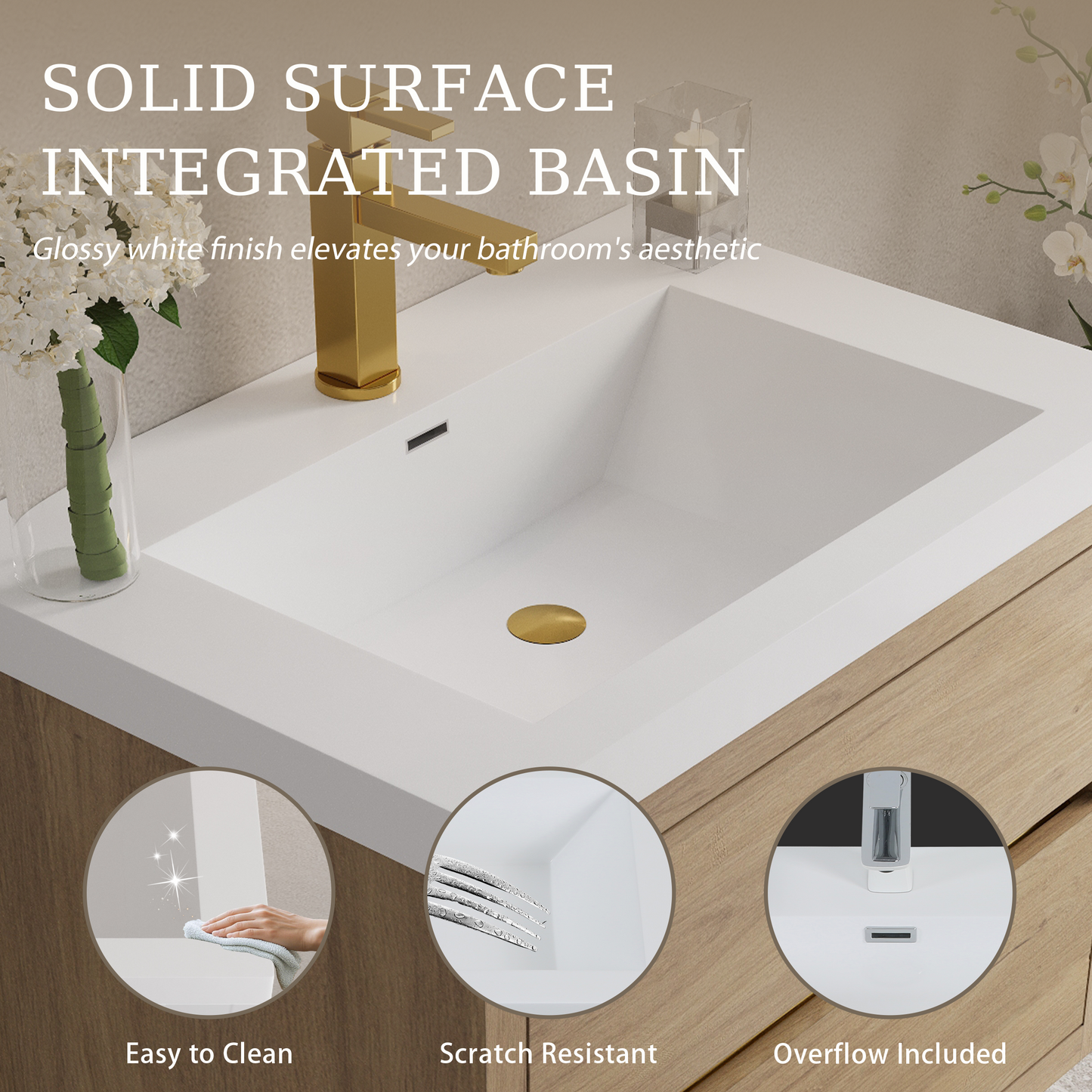 30" Aurelia - Floating Bathroom Vanity, Natural Oak V15-30NO