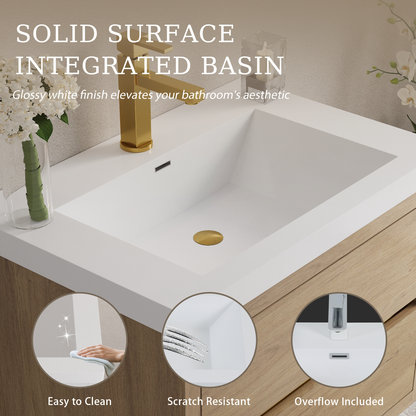 30" Aurelia - Floating Bathroom Vanity, Natural Oak V15-30NO