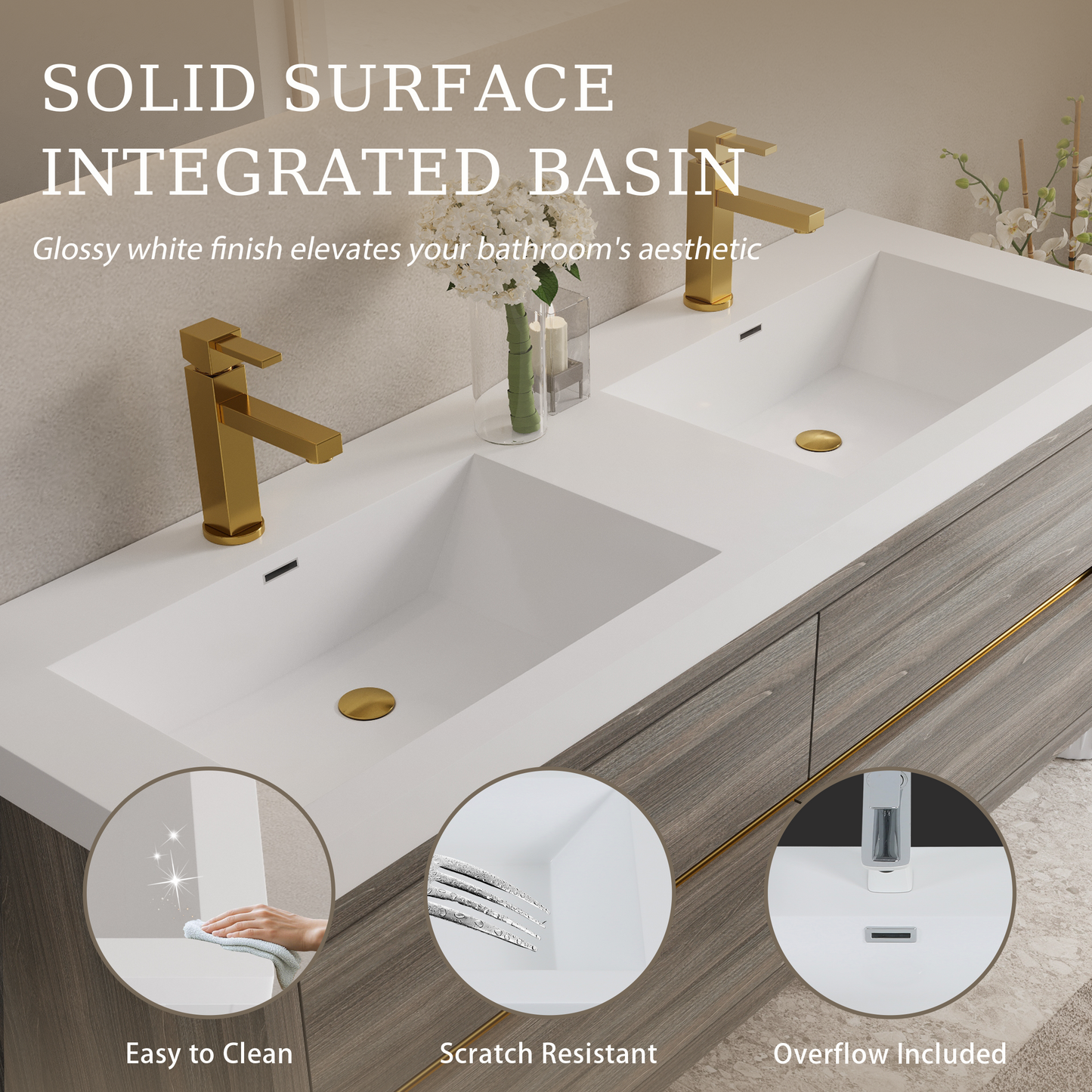 60" Aurelia - Floating Bathroom Vanity, Ash Grey V15-60DAG