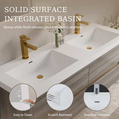 60" Aurelia - Floating Bathroom Vanity, Ash Grey V15-60DAG