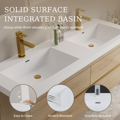 60" Aurelia - Floating Bathroom Vanity, Natural Oak V15-60DNO