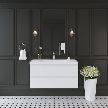 42" Angela - Floating Bathroom Vanity Glossy White V11-42GW